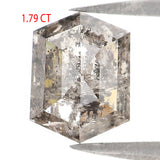 Natural Loose Hexagon Salt And Pepper Diamond Black Grey Color 1.79 CT 8.27 MM Hexagon Shape Rose Cut Diamond KDL2546