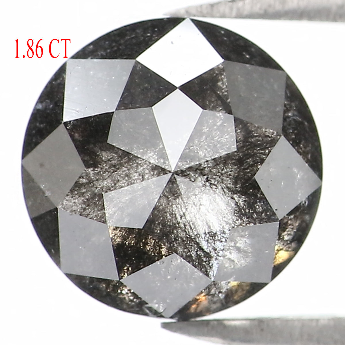 1.86 Ct Natural Loose Round Rose Cut Diamond Black Grey Color Rose Cut Diamond 7.50 MM Natural Loose Salt And Pepper Rose Cut Diamond QL1303