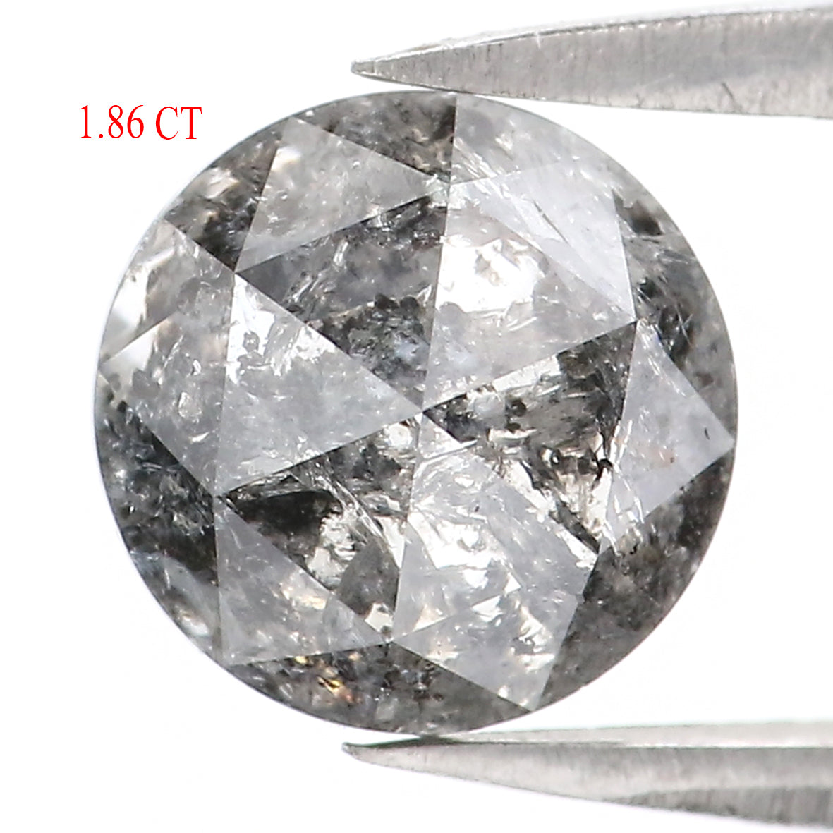 1.86 CT Natural Loose Round Rose Cut Diamond Salt And Pepper Round Diamond 7.25 MM Natural Loose Black Grey Color Rose Cut Diamond QL2001