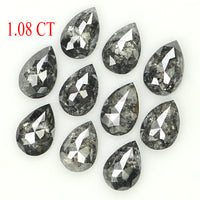 Natural Loose Pear Salt And Pepper Diamond Black Grey Color 1.08 CT 3.45 MM Pear Shape Rose Cut Diamond KDL1282
