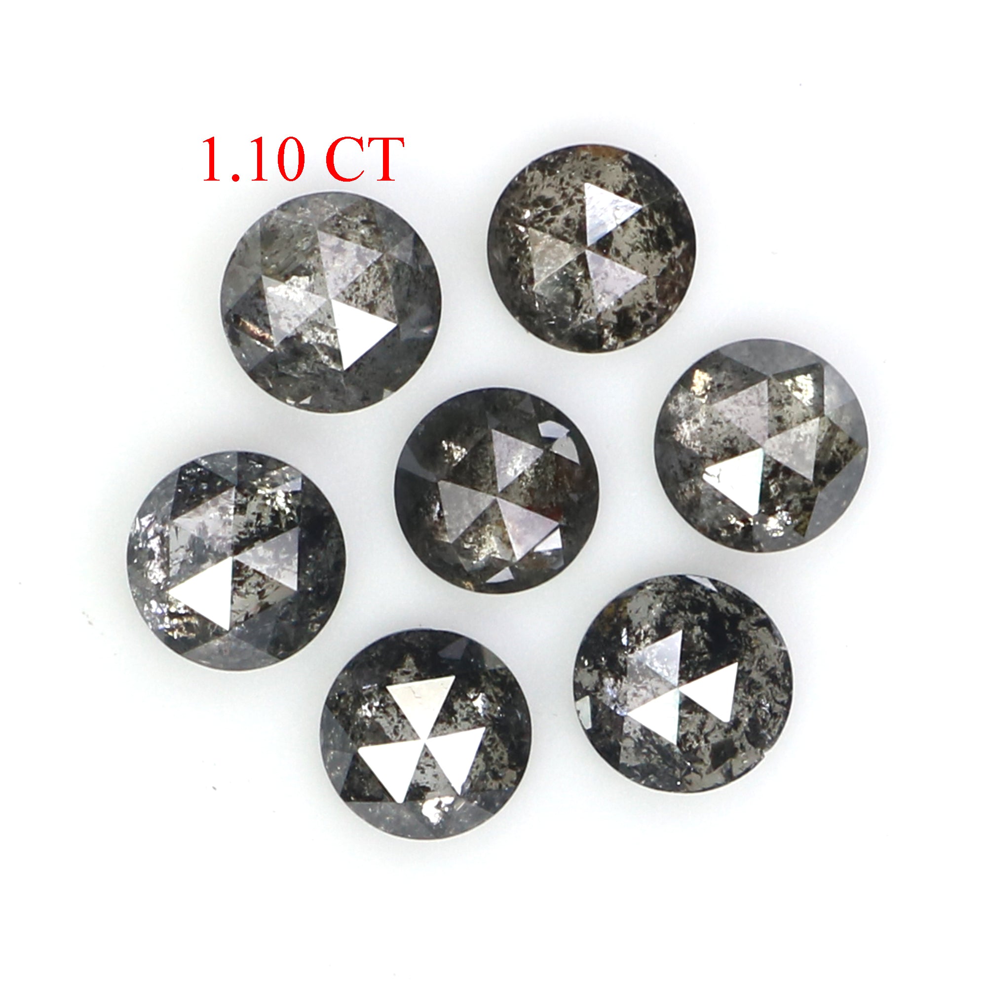 Natural Loose Round Rose Cut Diamond, Salt And Pepper Round Diamond, Natural Loose Diamond, Rose Cut Diamond, 1.10 CT Round Shape L2782