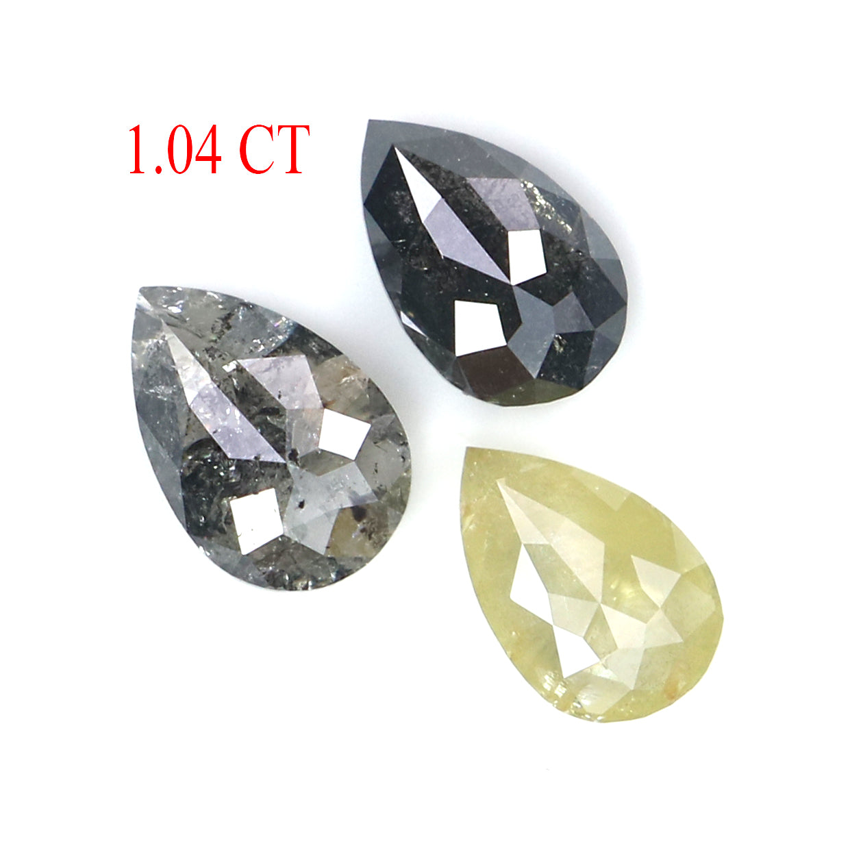 Natural Loose Pear Diamond, Salt And Pepper Pear Diamond, Natural Loose Diamond, Pear Rose Cut Diamond, 1.04 CT Pear Cut Diamond L2750