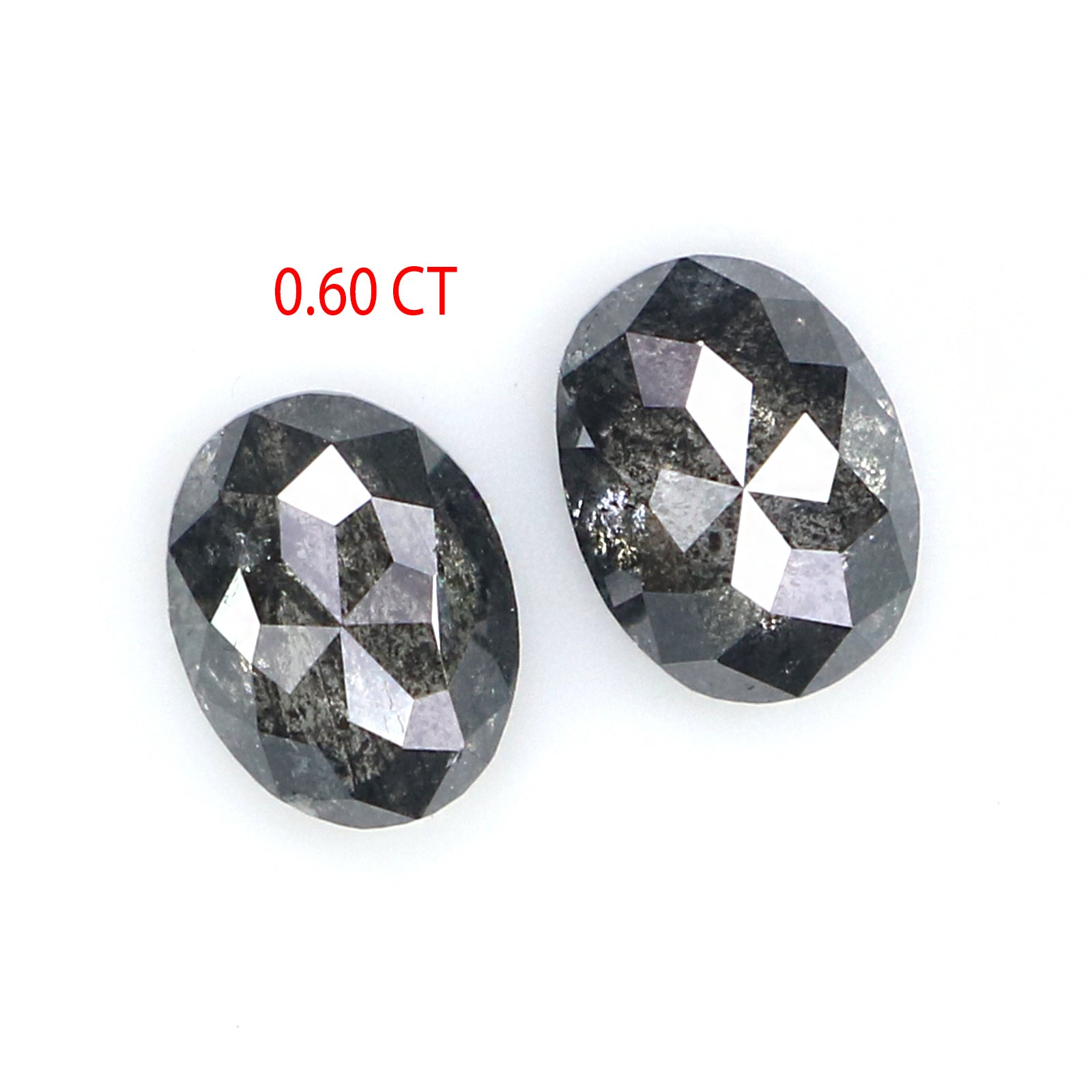 0.60 CT Natural Loose Oval Pair Diamond Black Grey Color Oval Cut Diamond 4.75 MM Salt And Pepper Oval Diamond Oval Cut Pair Diamond LQ2558