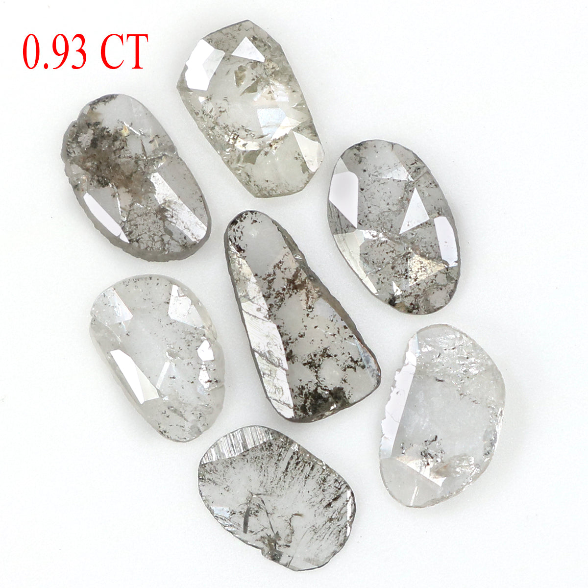 Natural Loose Slice Salt And Pepper Diamond Black Grey Color 0.93 CT 4.75 MM Slice Shape Rose Cut Diamond L1500