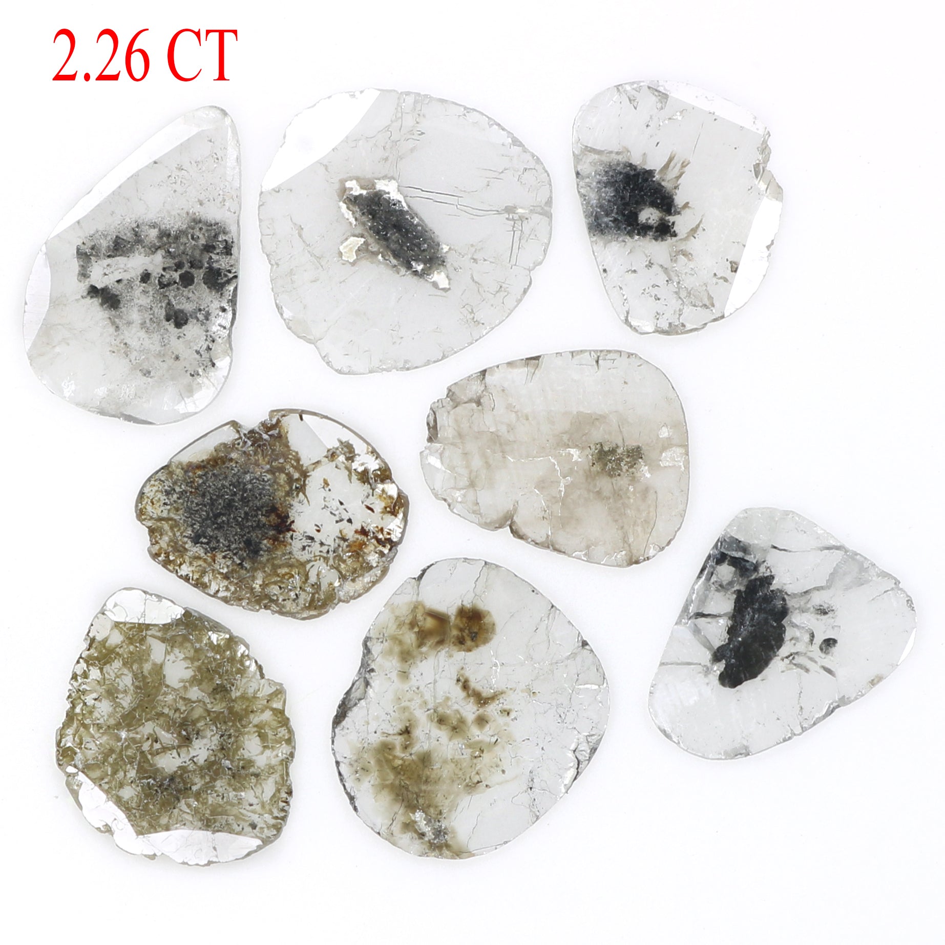 Natural Loose Slice Salt And Pepper Diamond Black Grey Color 2.26 CT 7.20 MM Slice Shape Rose Cut Diamond L1715