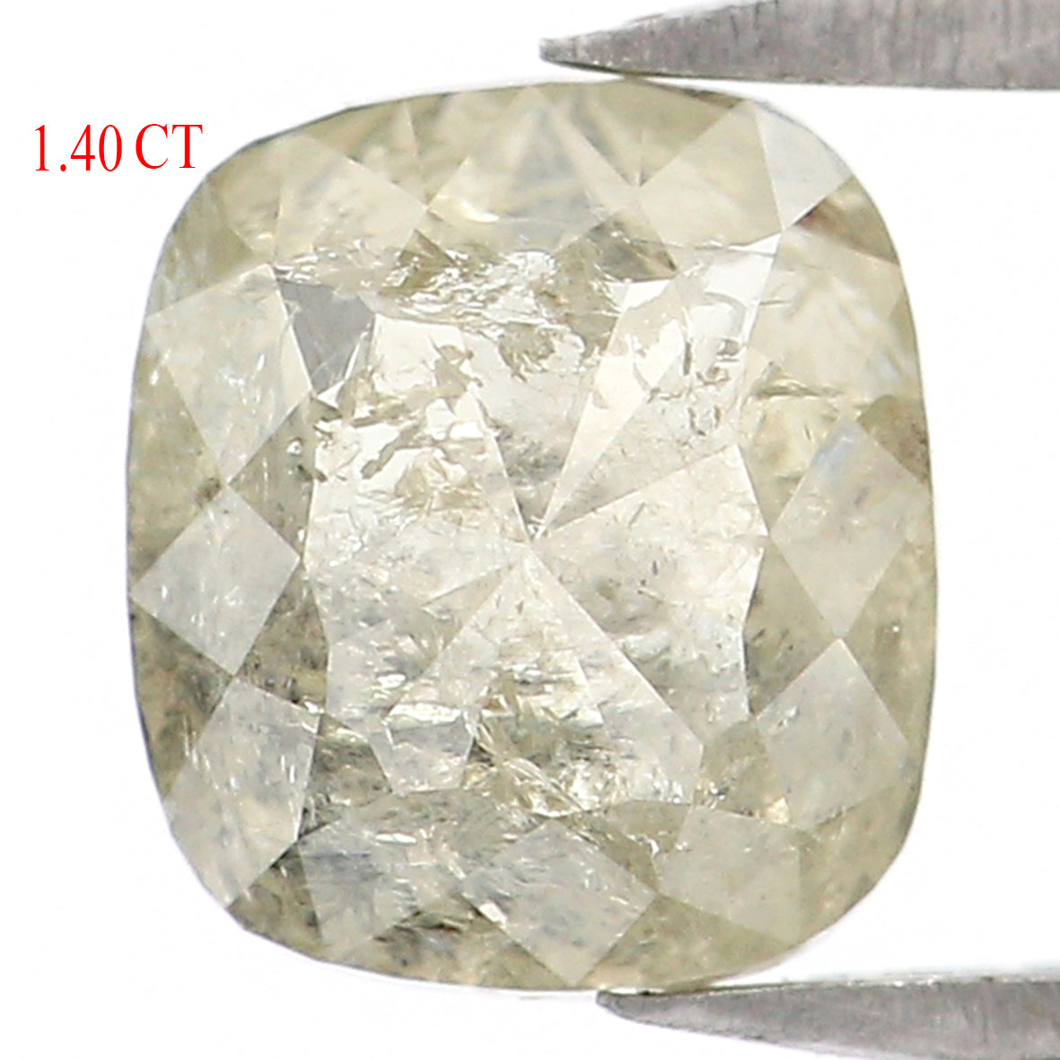 Natural Loose Cushion Salt And Pepper Diamond Grey Color 1.40 CT 6.60 MM Cushion Shape Rose Cut Diamond KR1842