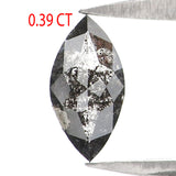 Natural Loose Marquise Salt And Pepper Diamond Black Grey Color 0.39 CT 6.93 MM Marquise Shape Rose Cut Diamond KR2565