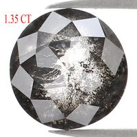 Natural Loose Round Rose Cut Salt And Pepper Diamond Black Grey Color 1.35 CT 6.55 MM Rose Cut Shape Diamond L1203