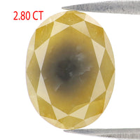 Natural Loose Oval Yellow Color Diamond 2.80 CT 10.63 MM Oval Shape Rose Cut Diamond L2428