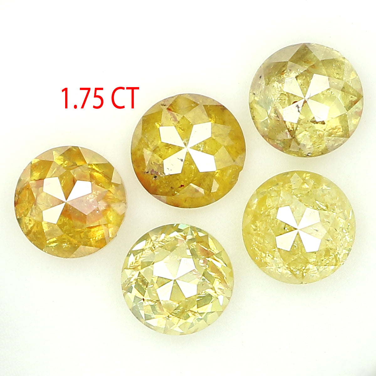 1.75 CT Natural Loose Rose Cut Diamond Yellow Color Round Shape Diamond 4.00 MM Natural Loose Yellow Color Round Rose Cut Diamond LQ1041