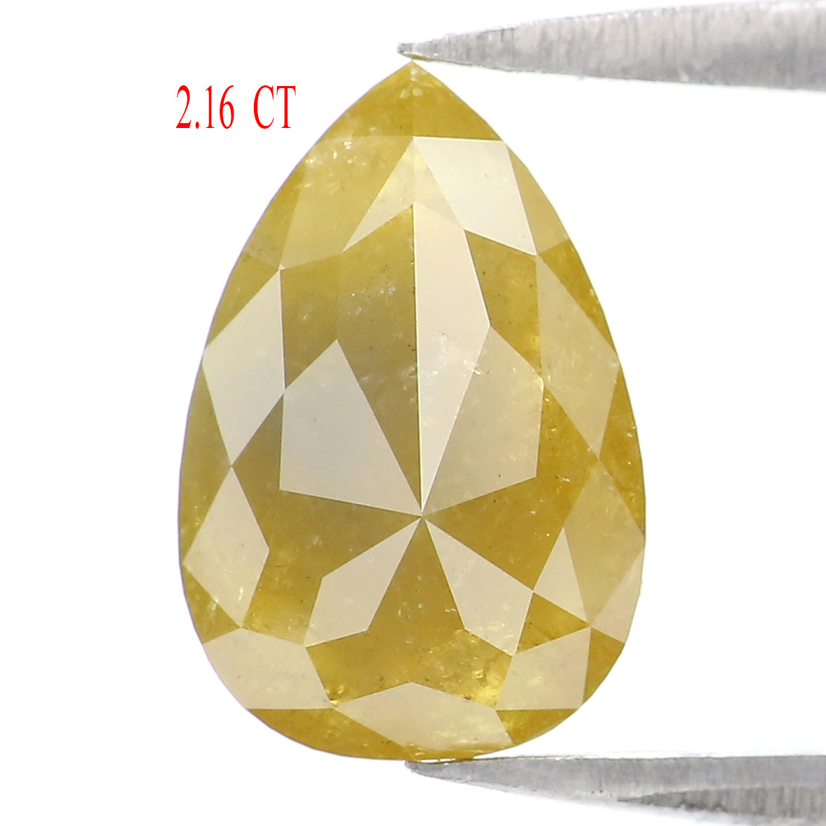 Natural Loose Pear Yellow Color Diamond 2.16 CT 9.99 MM Pear Shape Rose Cut Diamond L2089