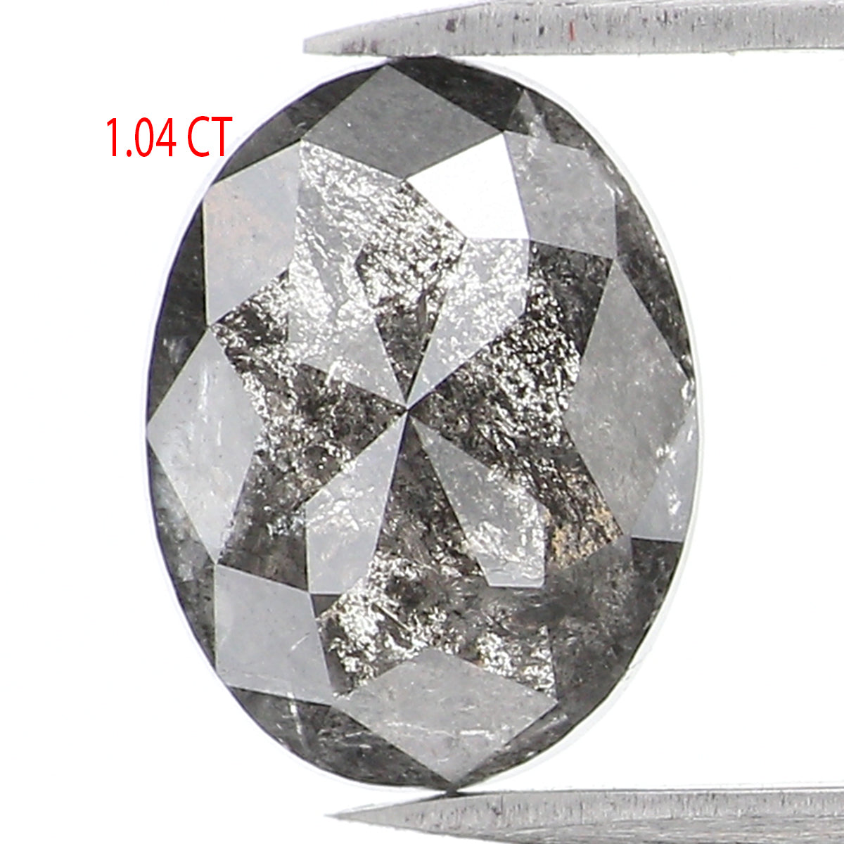 1.04 CT Natural Loose Oval Shape Diamond Salt And Pepper Oval Diamond 7.35 MM Natural Loose Black Grey Color Oval Rose Cut Diamond QL1021