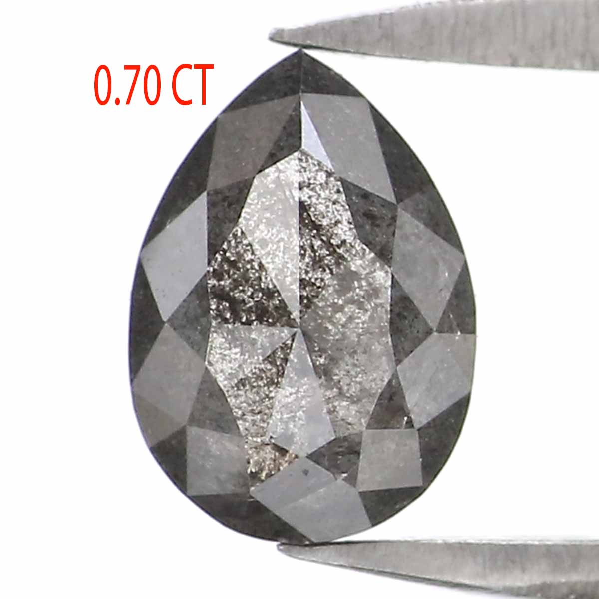 0.70 CT Natural Loose Pear Shape Diamond Salt And Pepper Pear Rose Cut Diamond 6.50 MM Black Grey Color Pear Shape Rose Cut Diamond QL2359