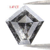 Natural Loose Pentagon Salt And Pepper Diamond Black Grey Color 1.47 CT 8.30 MM Pentagon Shape Rose Cut Diamond L048