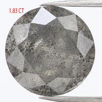 1.83 Ct Natural Loose Diamond, Round Brilliant Cut, Salt Pepper Diamond, Black Diamond, Gray Diamond, Rustic Diamond, Round Cut Diamond KDL903