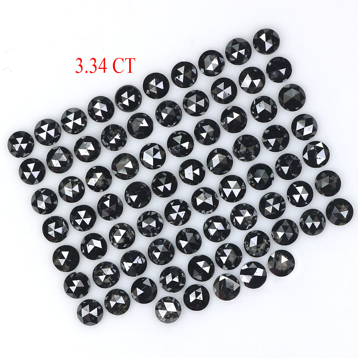 3.34 CT Natural Loose Round Rose Cut Diamond Black Color Round Shape Diamond 2.20 MM Natural Loose Black Color Round Rose Cut Diamond KQ2456
