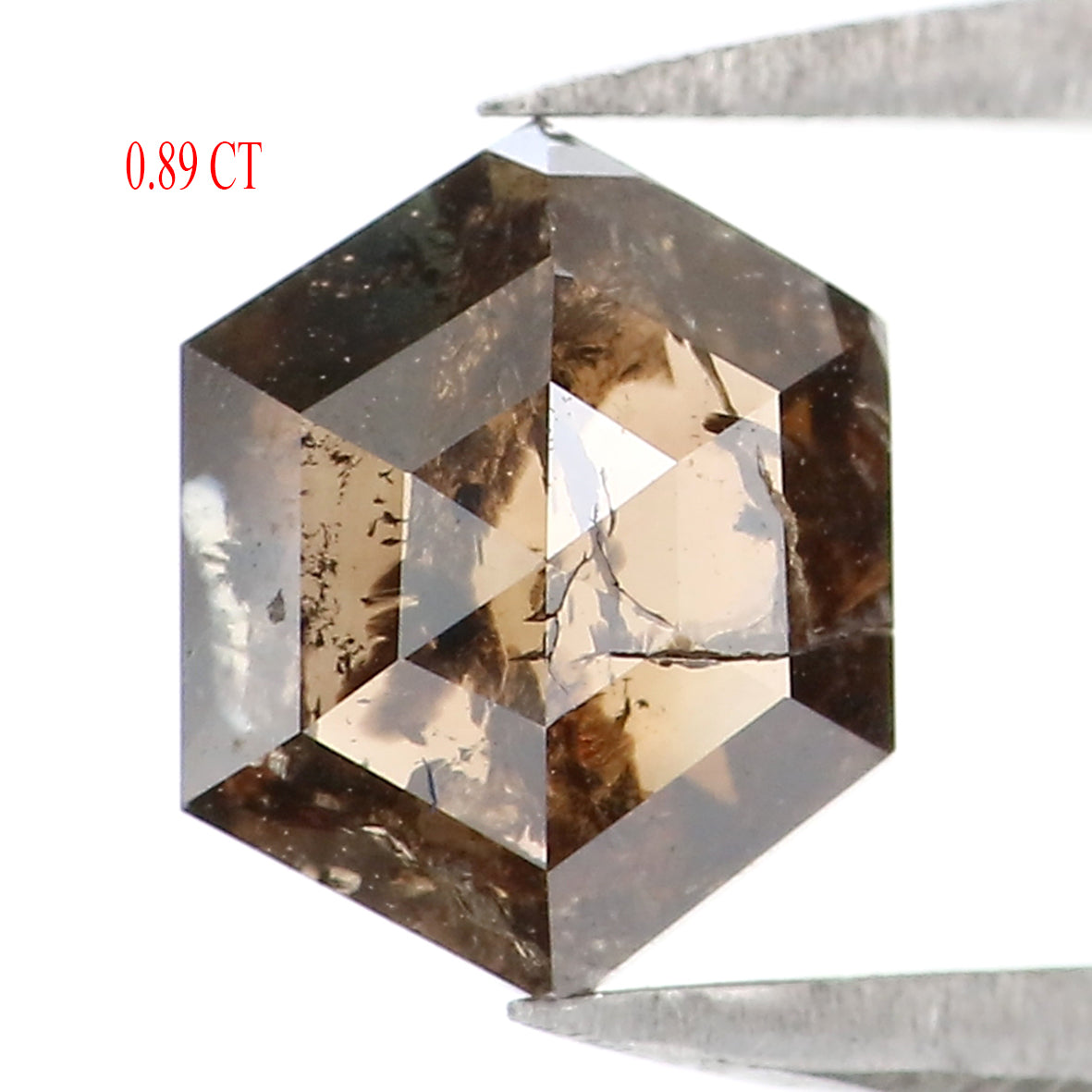 0.89 CT Natural Loose Hexagon Shape Diamond Brown Color Hexagon Cut Diamond 6.90 MM Natural Brown Color Hexagon Rose Cut Diamond LQ7448