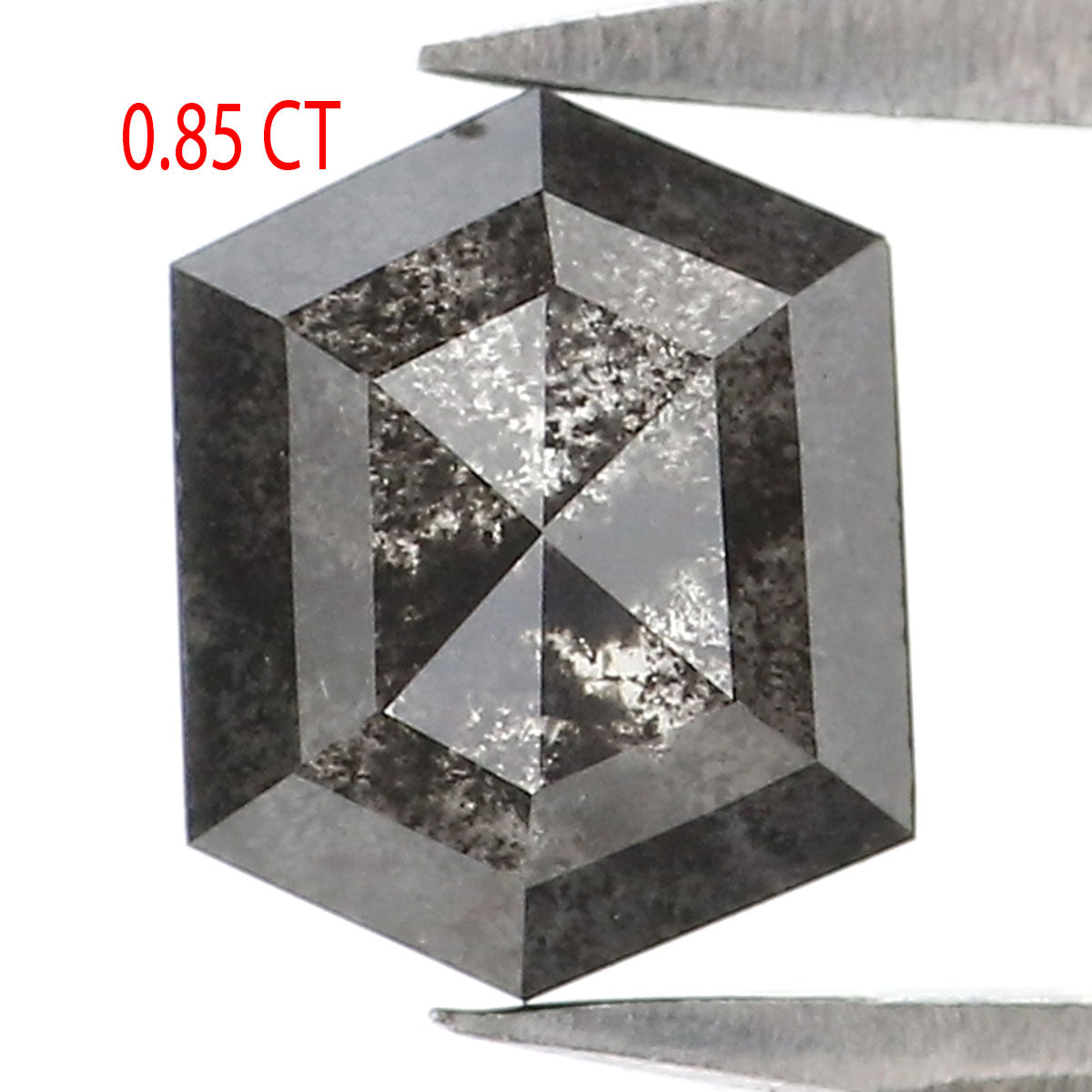 0.85 CT Natural Loose Hexagon Shape Diamond Salt And Pepper Hexagon Diamond 6.15 MM Natural Loose Black Grey Hexagon Rose Cut Diamond LQ2532