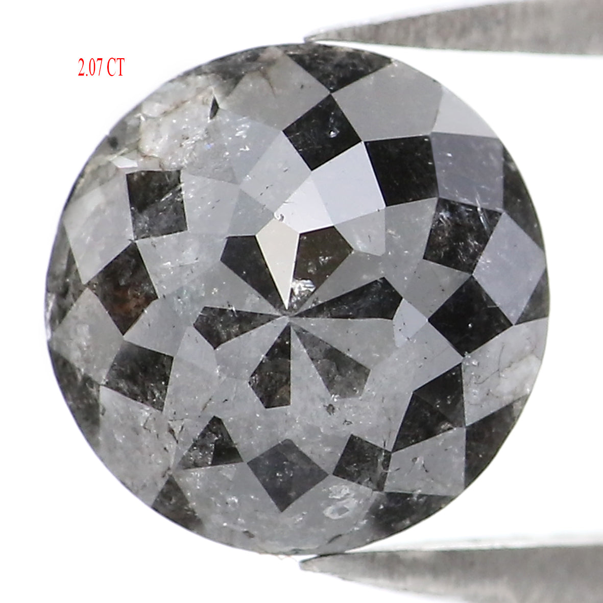 Natural Loose Rose Cut Salt And Pepper Diamond Black Color 2.07 CT 7.65 MM Round Rose Cut Shape Diamond L026