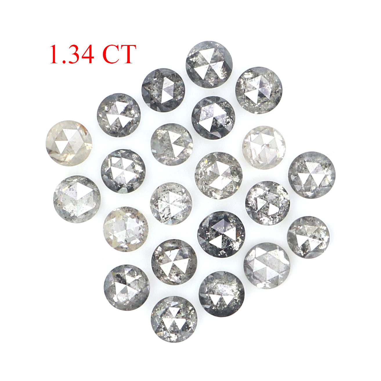 1.34 Ct Natural Loose Round Rose Cut Diamond Salt And Pepper Round Shape Diamond 2.10 MM Natural Black Grey Round Rose Cut Diamond LQ2771