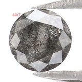 Natural Loose Round Salt And Pepper Diamond Black Grey Color 4.90 CT 3.10 MM Round Brilliant Cut Diamond KR1735