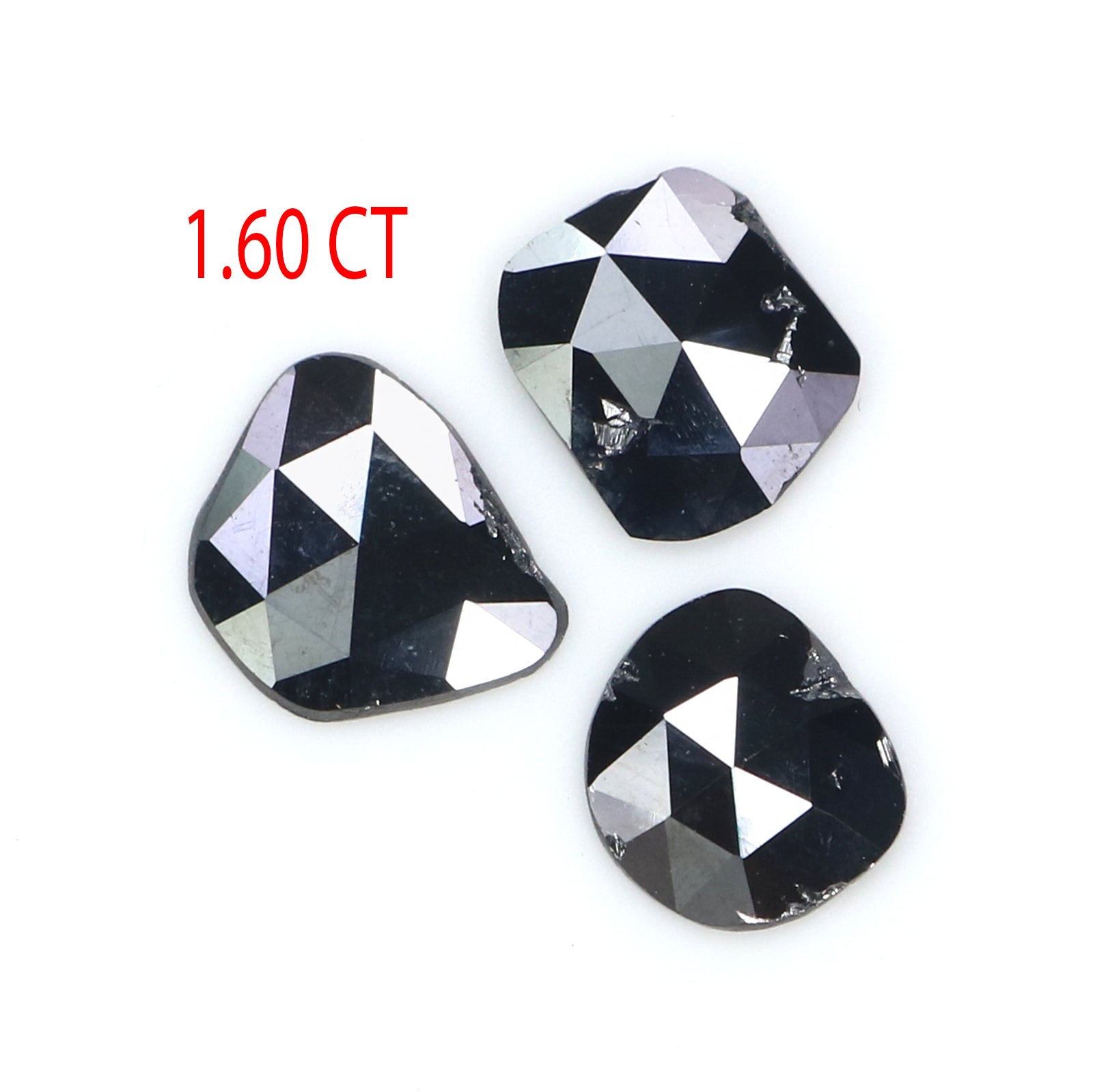1.60 CT Natural Loose Slice Shape Diamond Black Color Slice Cut Diamond 7.55 MM Natural Loose Black Color Slice Rose Cut Diamond LQ2670
