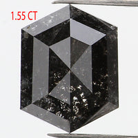 1.55 CT Hexagon Cut Diamond, Salt and Pepper Diamond, Natural Loose Diamond, Black Diamond, Grey Diamond, Rustic  Rose Cut Diamond, KDL734