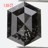 1.55 CT Hexagon Cut Diamond, Salt and Pepper Diamond, Natural Loose Diamond, Black Diamond, Grey Diamond, Rustic  Rose Cut Diamond, KDL734