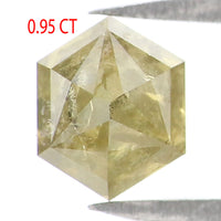 Natural Loose Hexagon Yellow Green Color Diamond 0.95 CT 6.11 MM Hexagon Shape Rose Cut Diamond L2509