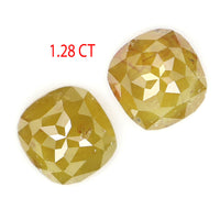 Natural Loose Cushion Pair Yellow Color Diamond 1.28 CT 5.44 MM Cushion Shape Rose Cut Diamond KDL2498