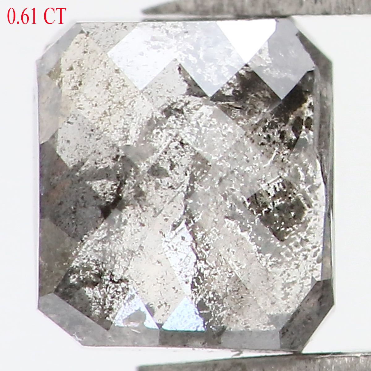 0.61 CT Natural Loose Square Shape Diamond Salt And Pepper Square Diamond 4.65 MM Natural Black Grey Color Square Rose Cut Diamond LQ1747