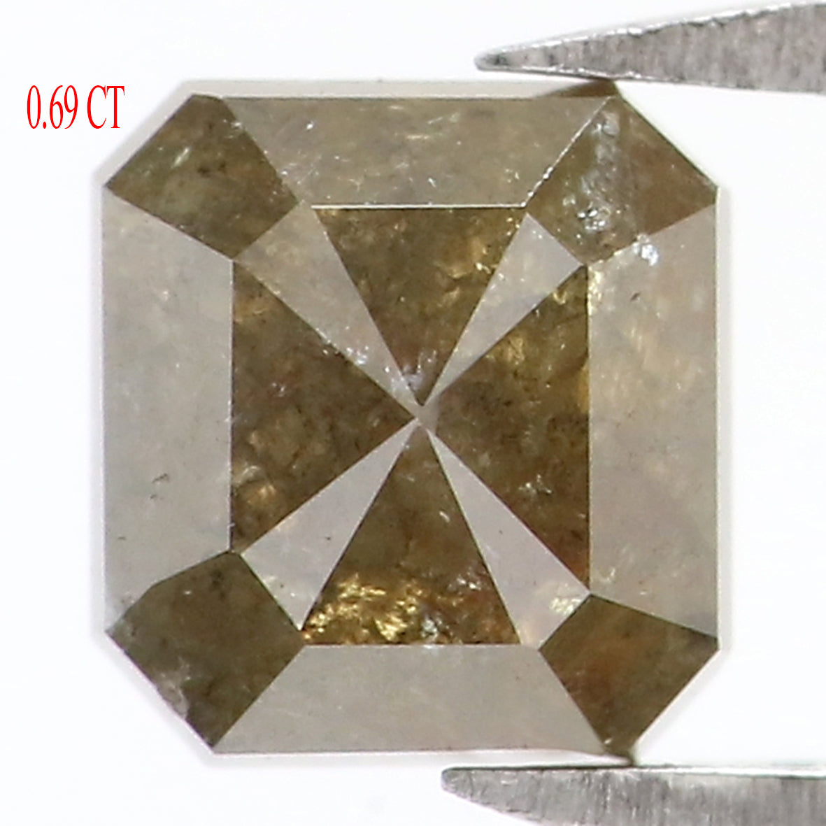 Natural Loose Radiant Diamond Grey Green Color 0.69 CT 4.80 MM Radiant Shape Rose Cut Diamond KR1814