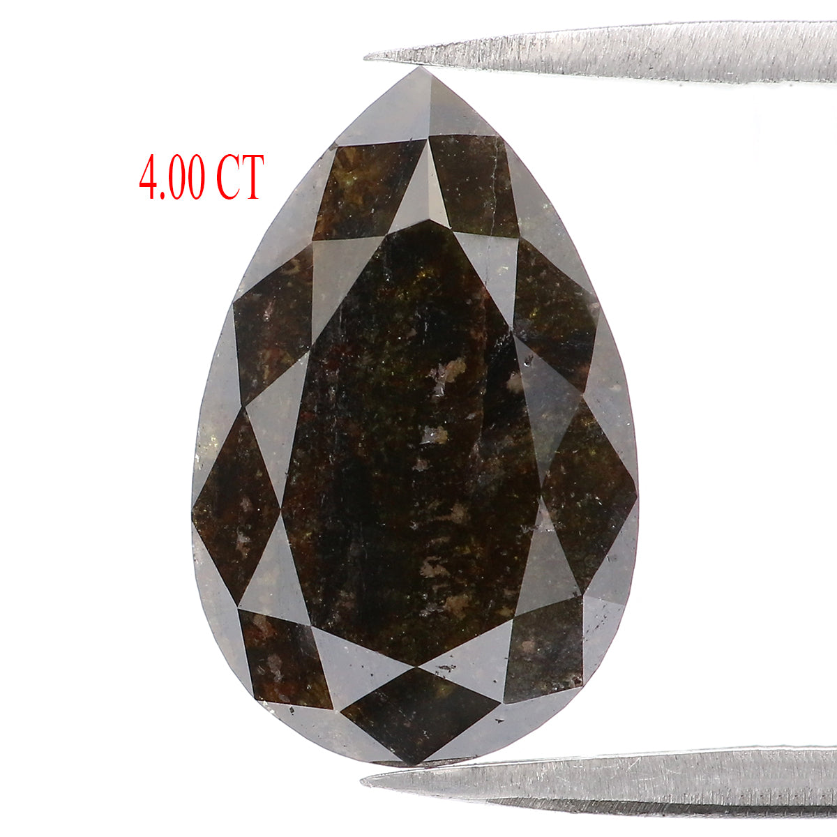4.00 CT Natural Loose Pear Shape Diamond Black Brown Color Pear Rose Cut Diamond 15.00 MM Natural Loose Black Brown Pear Cut Diamond QL2183