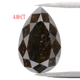 Natural Loose Pear Diamond Black Brown Color 4.00 CT 15.00 MM Pear Shape Rose Cut Diamond KDL2183