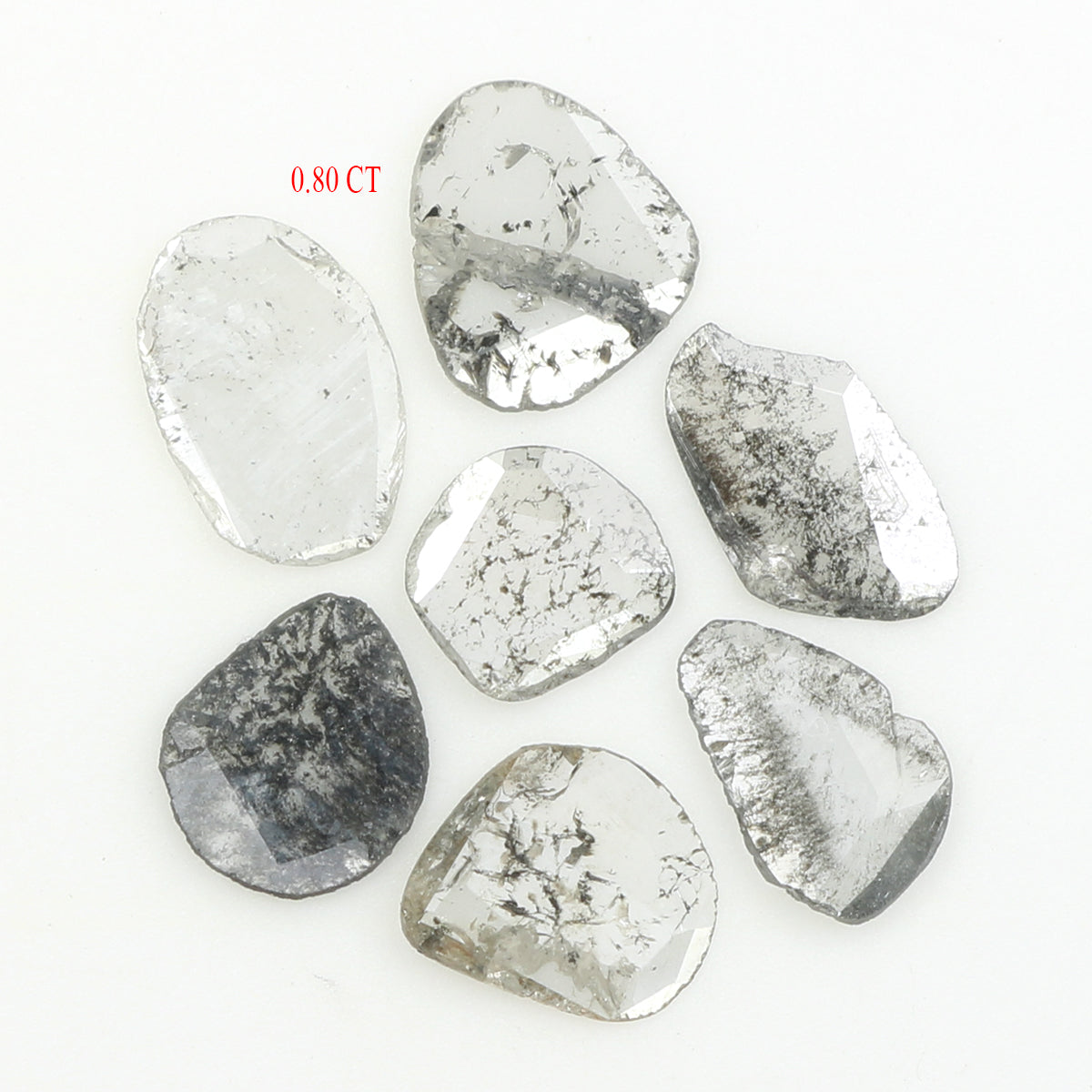 0.80 Ct Natural Loose Slice Shape Diamond Salt And Pepper Slice Cut Diamond 4.45 MM Natural Black Grey Color Irregular Cut Diamond LQ1440