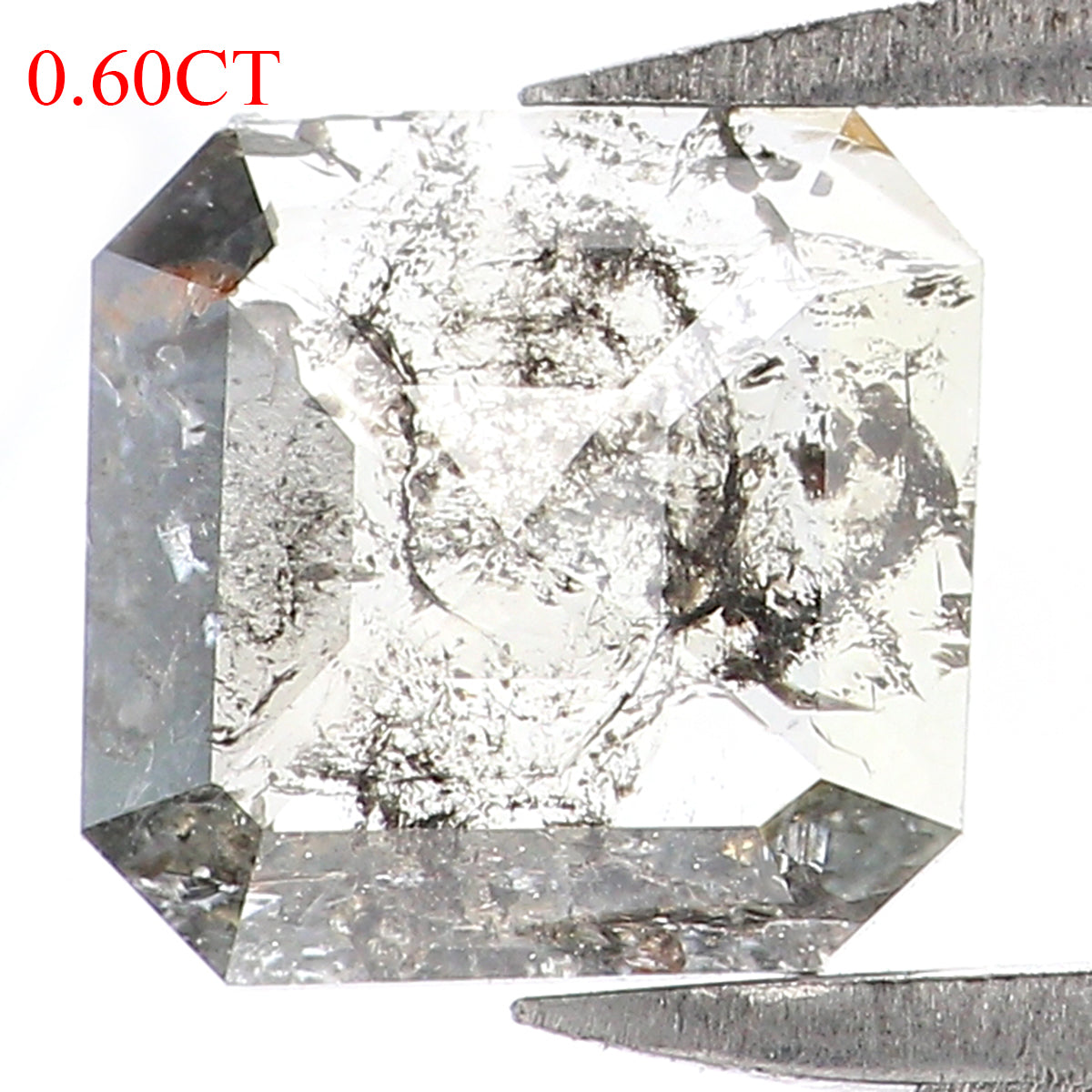 0.60 CT Natural Loose Radiant Shape Diamond Salt And Pepper Radiant Cut Diamond 6.00 MM Natural Black Grey Radiant Rose Cut Diamond LQ7457