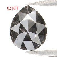 Natural Loose Pear Salt And Pepper Diamond Black Color 0.51 CT 5.30 MM Pear Shape Rose Cut Diamond KR1979
