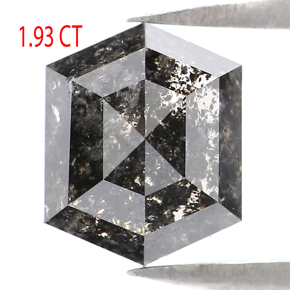 1.93 CT Natural Loose Hexagon Shape Diamond Salt And Pepper Hexagon Diamond 7.95 MM Black Grey Color Hexagon Shape Rose Cut Diamond QL2264