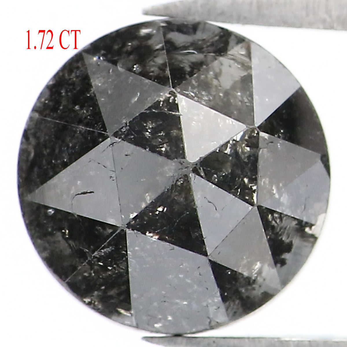 1.72 CT Natural Loose Round Rose Cut Diamond Salt And Pepper Round Diamond 7.40 MM Natural Loose Black Grey Color Rose Cut Diamond LQ1637