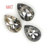 Natural Loose Pear Salt And Pepper Diamond Black Grey Color 0.68 CT 4.50 MM Pear Shape Rose Cut Diamond L1979