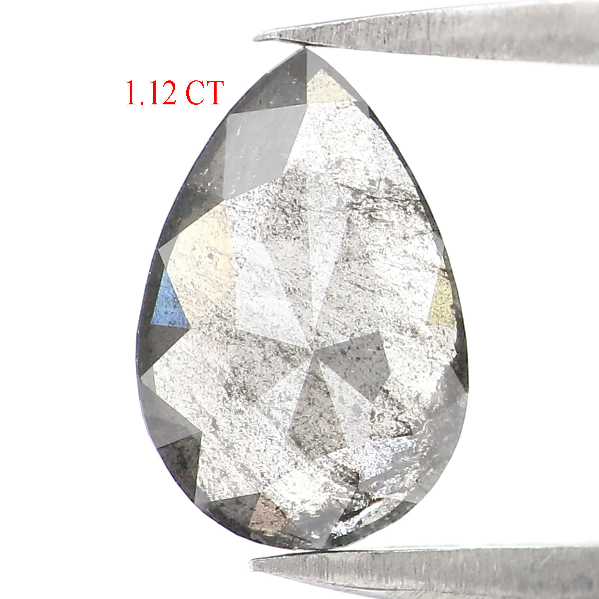 1.12 CT Natural Loose Pear Shape Diamond Salt And Pepper Pear Rose Cut Diamond 9.15 MM Black Grey Color Pear Shape Rose Cut Diamond QL2710