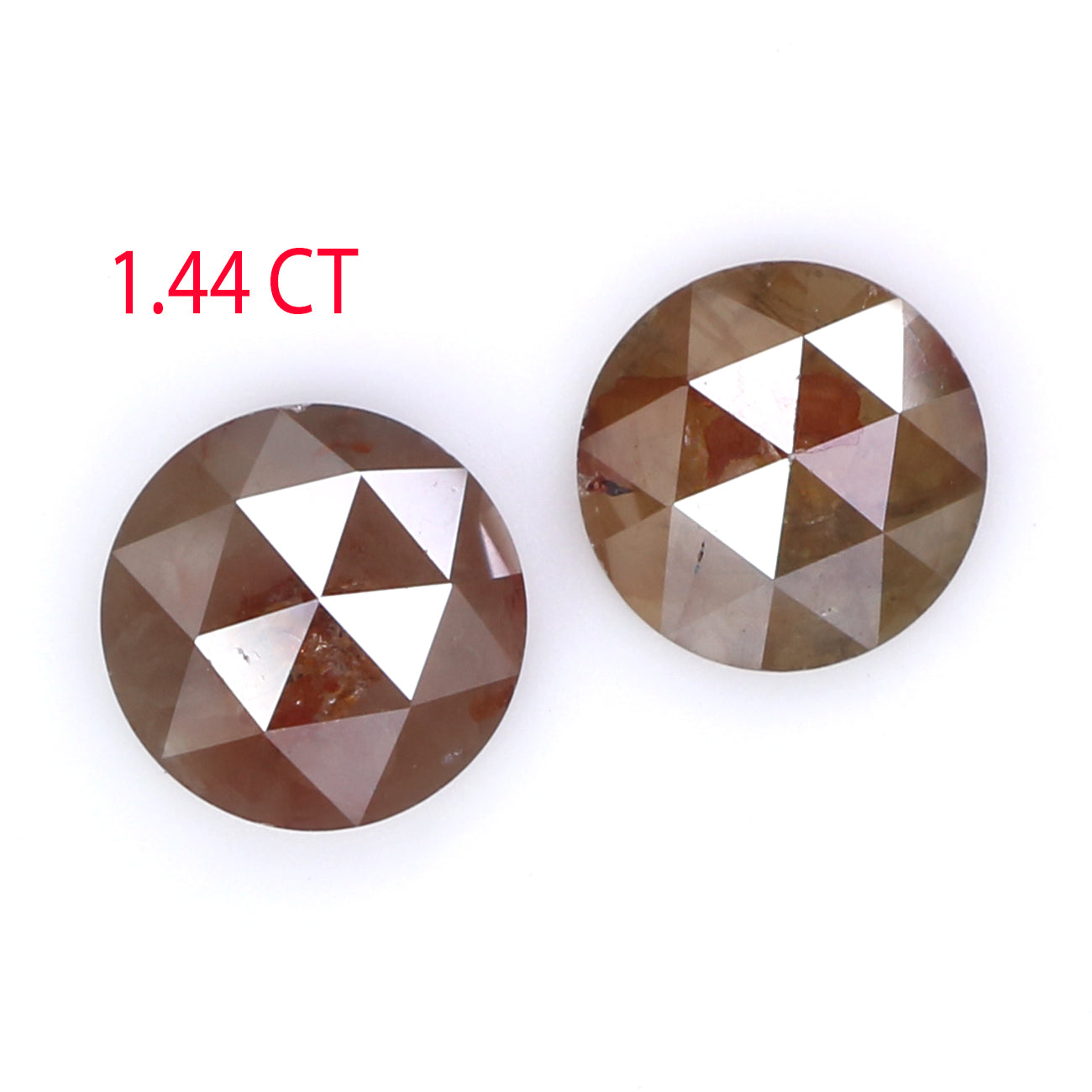1.44 CT Natural Loose Round Rose Cut Pair Diamond Brown Color Round Cut Diamond 5.40 MM Natural Grey Diamond Round Rose Cut Diamond LQ7792