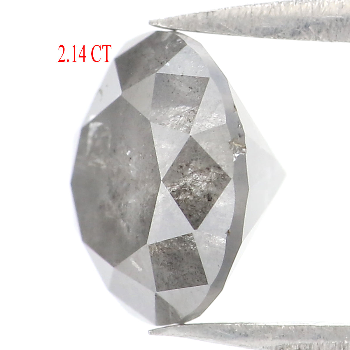 Natural Loose Round Brilliant Cut Salt And Pepper Diamond Grey Color 2.14 CT 7.90 MM Round Shape Brilliant Cut  Diamond L8237