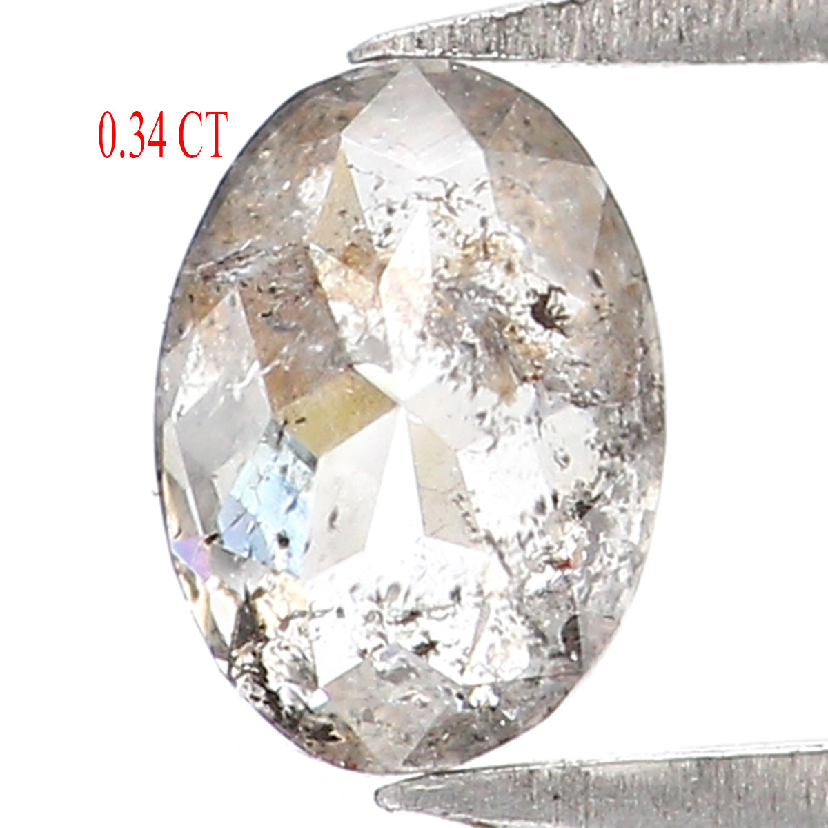 0.34 CT Natural Loose Oval Shape Diamond Salt And Pepper Oval Rose Cut Diamond 5.30 MM Black Grey Color Oval Shape Rose Cut Diamond KQ2281