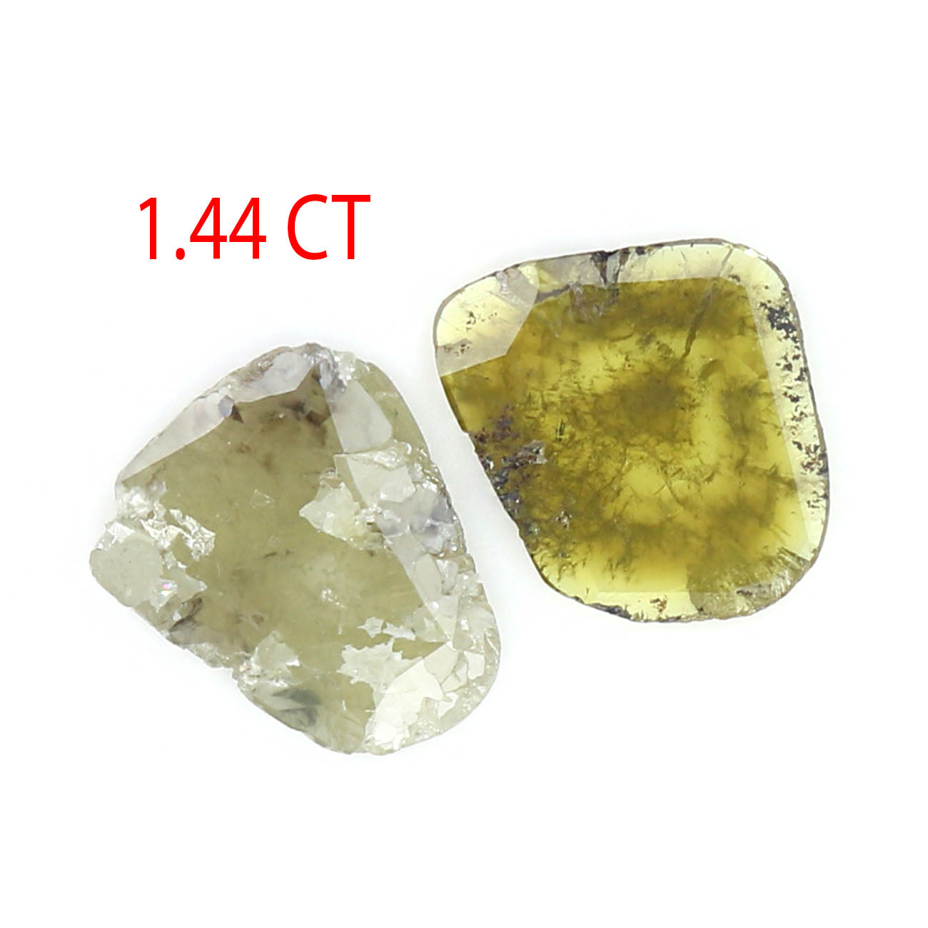 1.44 CT Natural Loose Slice Shape Diamond Yellow Color Slice Cut Diamond 8.10 MM Natural Loose Grey Color Slice Irregular Cut Diamond KQ2561