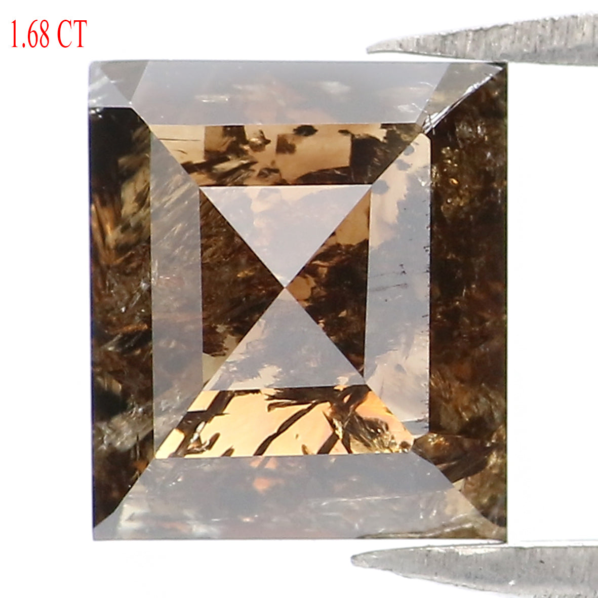 Natural Loose Square Diamond Deep Brown Color 1.68 CT 7.10 MM Square Shape Rose Cut Diamond L7517