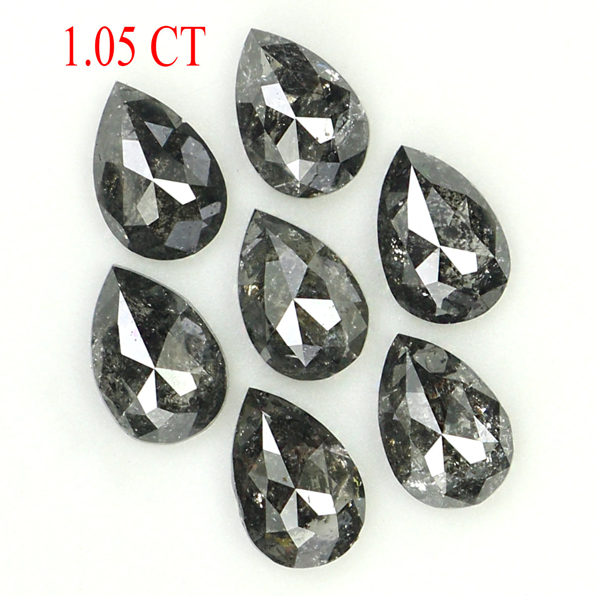 Natural Loose Pear Salt And Pepper Diamond Black Grey Color 1.05 CT 3.15 MM Pear Shape Rose Cut Diamond KDL1278
