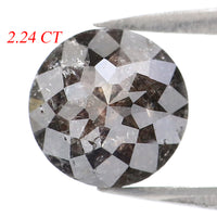 Natural Loose Rose Cut Salt And Pepper Diamond Black Color 2.24 CT 7.70 MM Round Rose Cut Shape Diamond L039