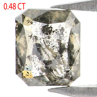 Natural Loose Radiant Salt And Pepper Diamond Green Black Color 0.48 CT 4.65 MM Radiant Shape Rose Cut Diamond L8687