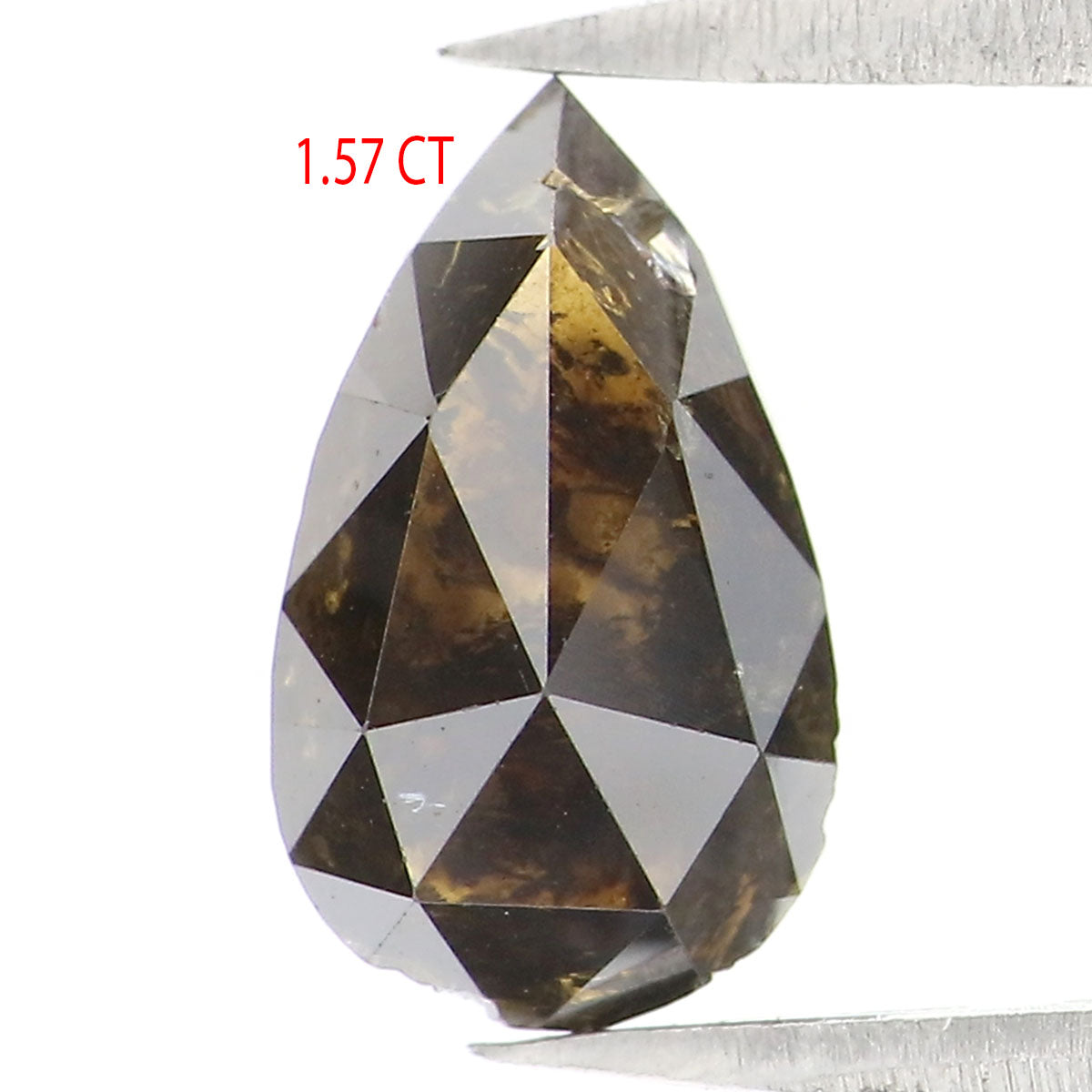 Natural Loose Pear Deep Brown Color Diamond 1.57 CT 9.30 MM Pear Shape Rose Cut Diamond L7147